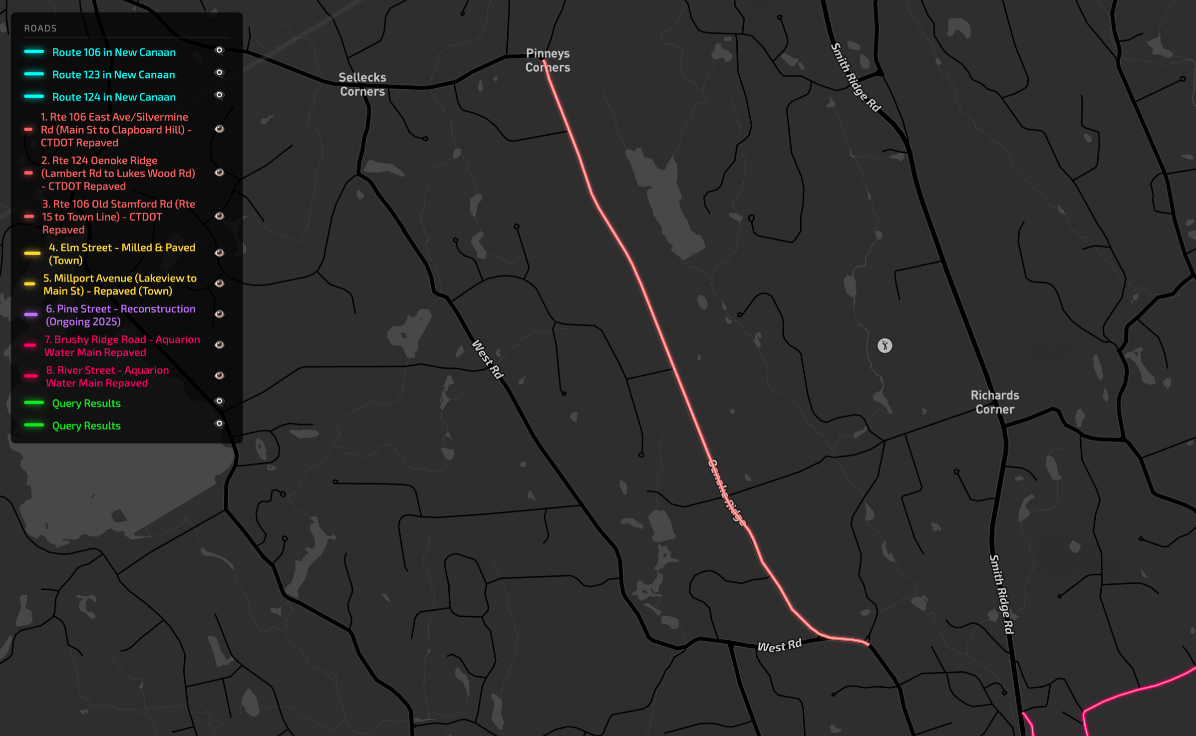 Oenoke Ridge Route 124 repaving detail