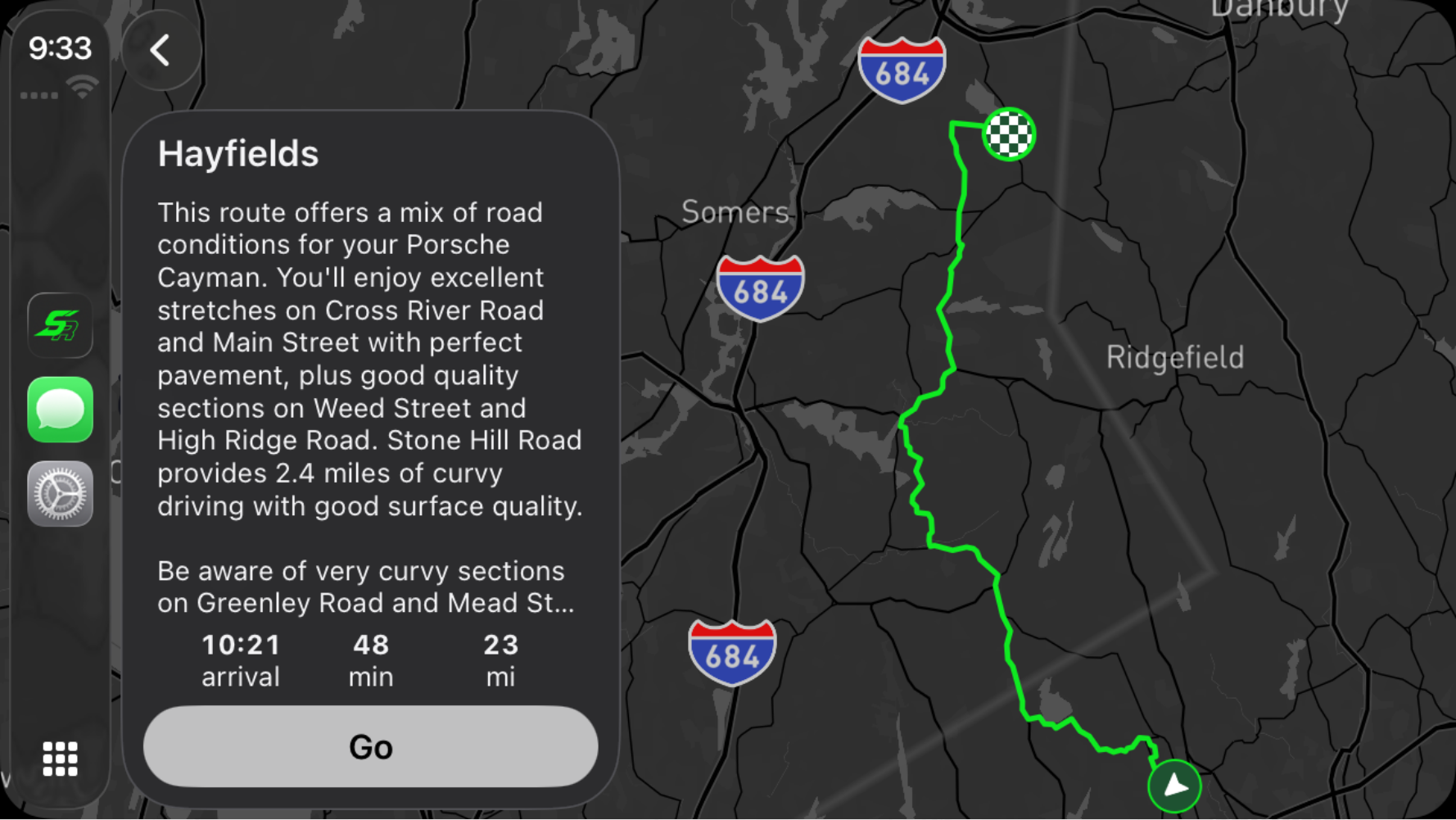 CarPlay Route Preview showing your personalized navigation